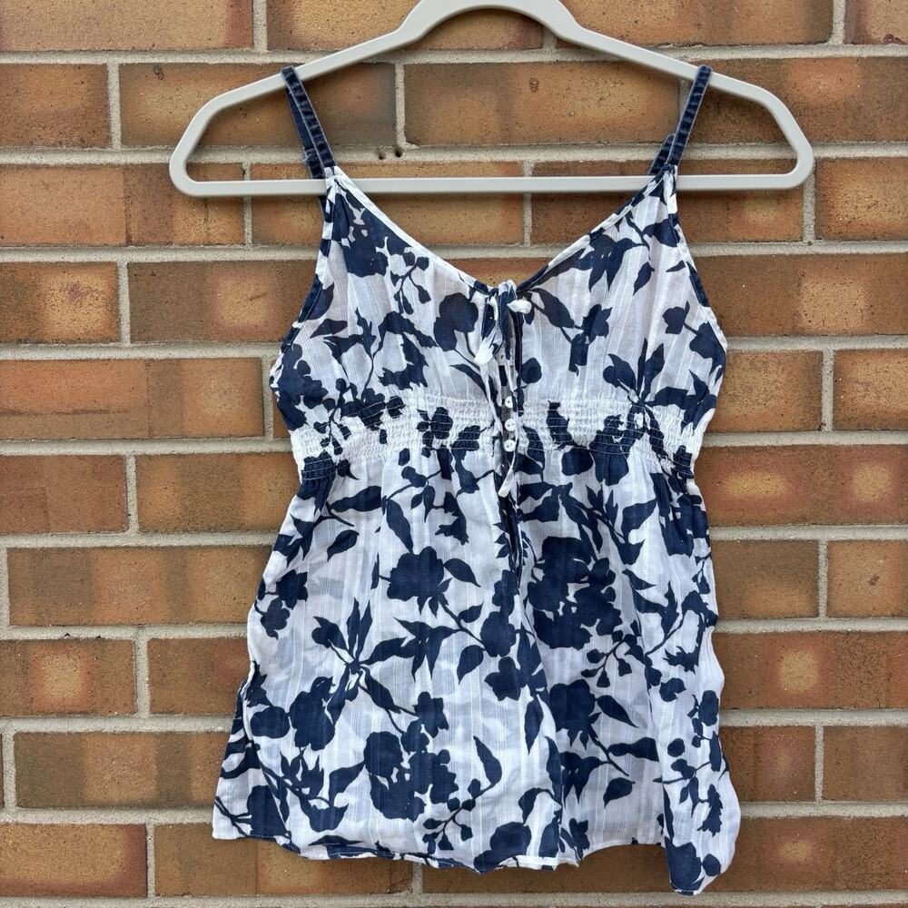 Vintage Y2K Abercrombie And Fitch Floral Babydoll Cami Top S Blue White Floral